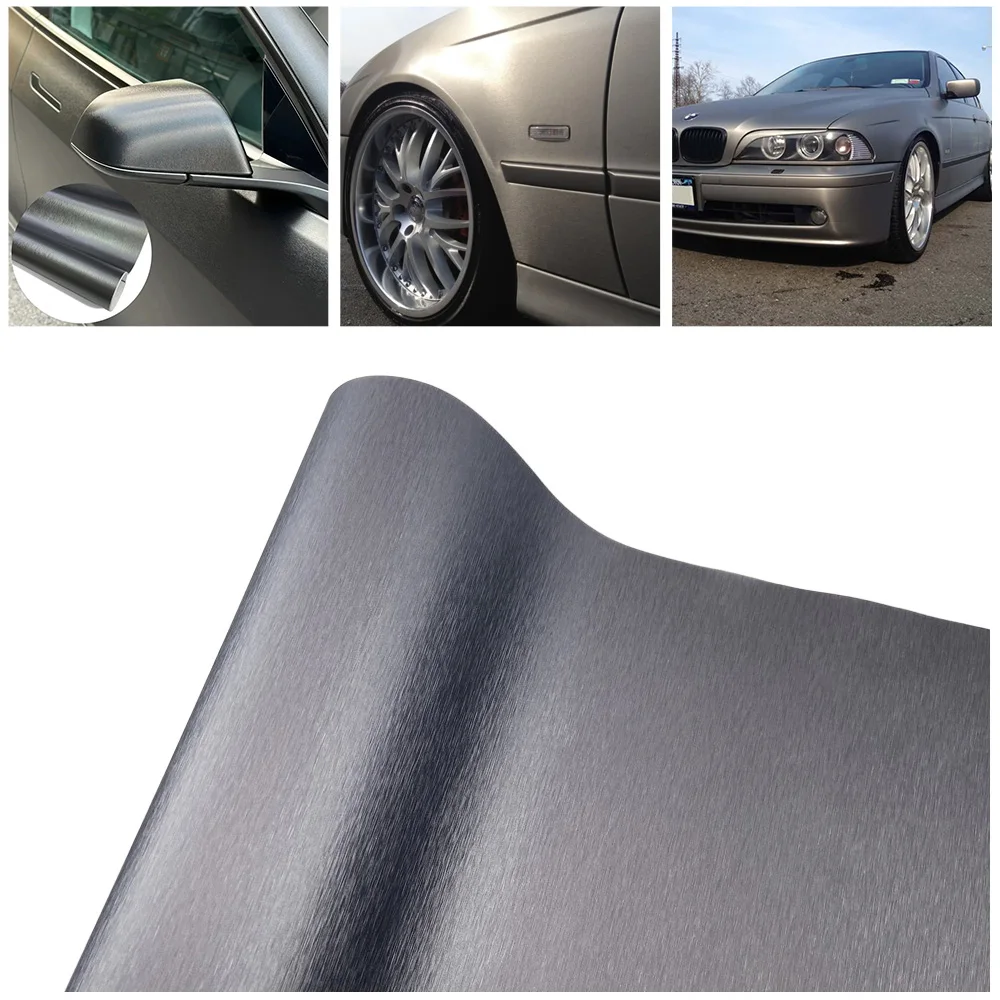 

Brushed Dark Grey Vinyl Wrap Film for Car Motorcycle Bicycle Self-Adhesive Film Computer Skin with Air Release Channels