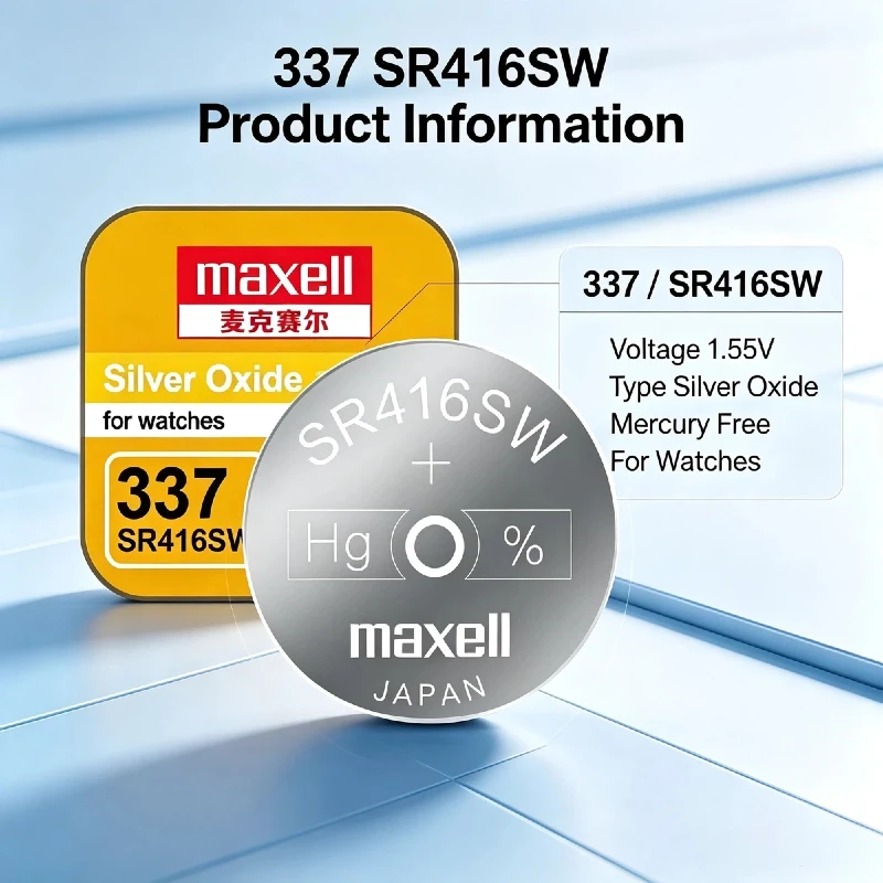 1‑10PCS Maxell SR416SW 337 Silver Oxide Button Cell HighPerformance Non‑Rechargeable Battery Watches Toy Small Electronic Device