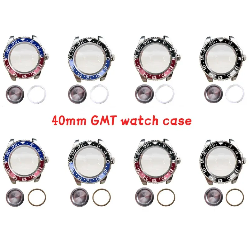 Imagem -02 - Assista Acessórios 40 mm Gmt Ampliação Vidro de Safira Espelho com Moldura Insert Ver Case Fit para 2836 2813 3804 Aço Inoxidável