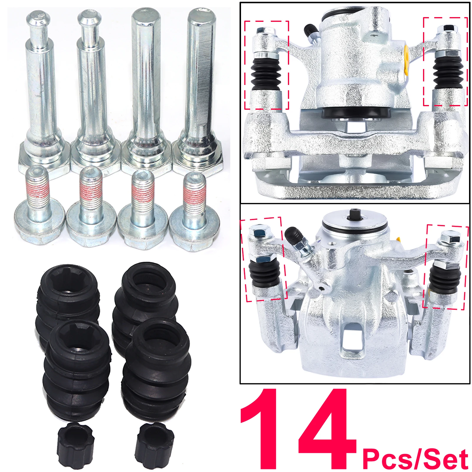 

Rear Left Right Brake Caliper Slider Guide Pins Bolt For Mazda CX-3 DK CX-5 KE KF 2015 - 2024 Disc Housing Bellows Sleeve Seal