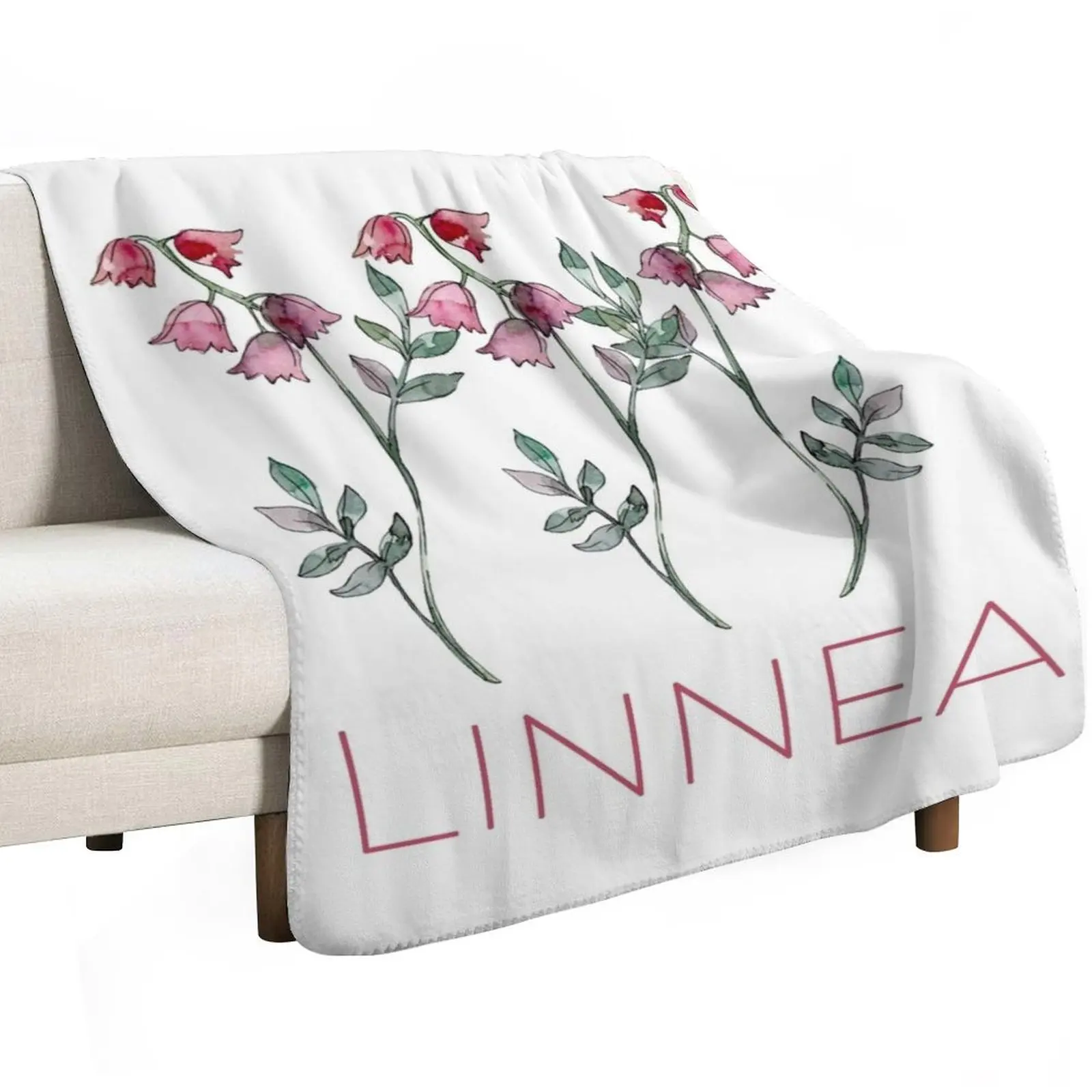 Nordic Wildflower Linnea Twinflower Pretty Pink Flowers floral Throw Blanket Cute warm for winter Warm Plush Plaid Blankets