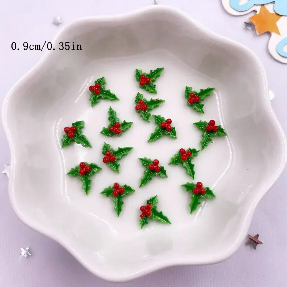 50pcs Resin Colorful Christma Nail Art Decor Santa Claus Snowman Fruit leaves Magic wand Flatback Rhinestone DIY Scrapbook Decor