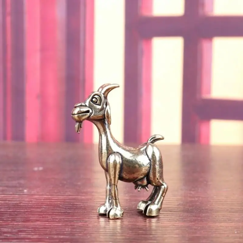 Hot Sale 1 Piece Vintage Brass Goat Statue Retro Animal Sculpture Tea Pet For Home Office Decor Ideal For Collectors