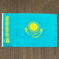 xvggdg  90x150cm Kazakhstan   flag 3x5 Feet Super Poly football FLAG Indoor Outdoor Polyester Flag