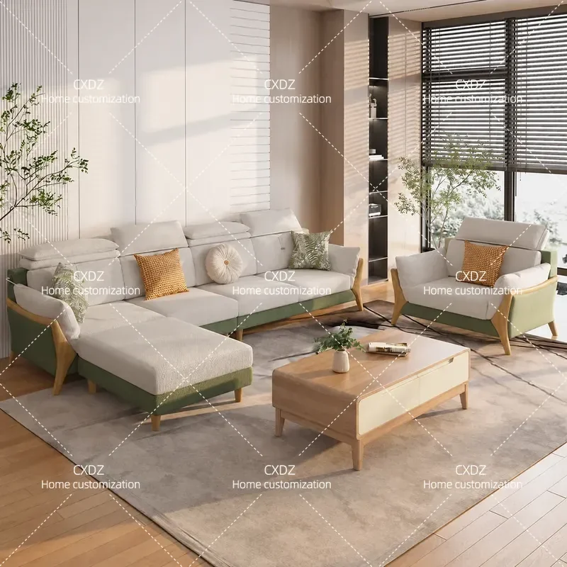 Modern Fabric Sofa for Living Room 2026 Simple Log Style Medium Antique Cotton Linen Removable Cover Small Apartment
