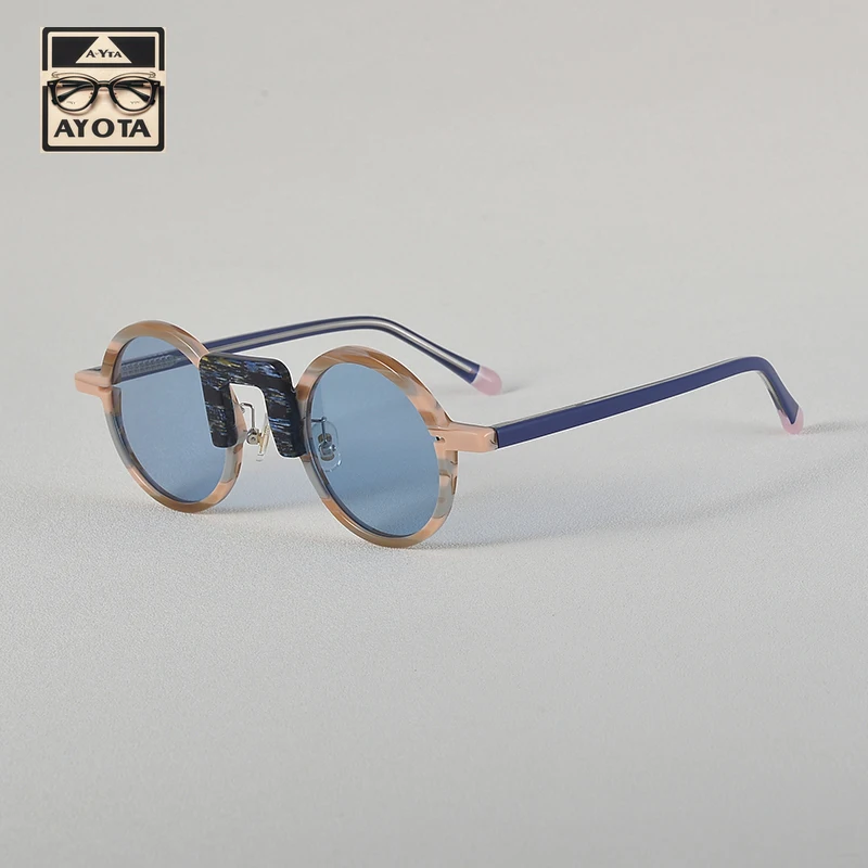 

Retro Two-tone Acetate Sunglasses 150 Large Face Men's and Women's Ultra-light Color Round Outdoor Uv400 Polarized SUN GLASSES