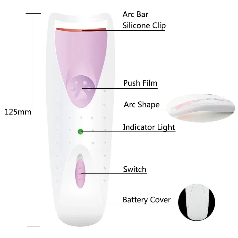 Recourbe-cils électrique rose, 1 pièce, durable et Portable, façonnant la pince à cils, modèle de charge, chauffage rapide, outil automatique