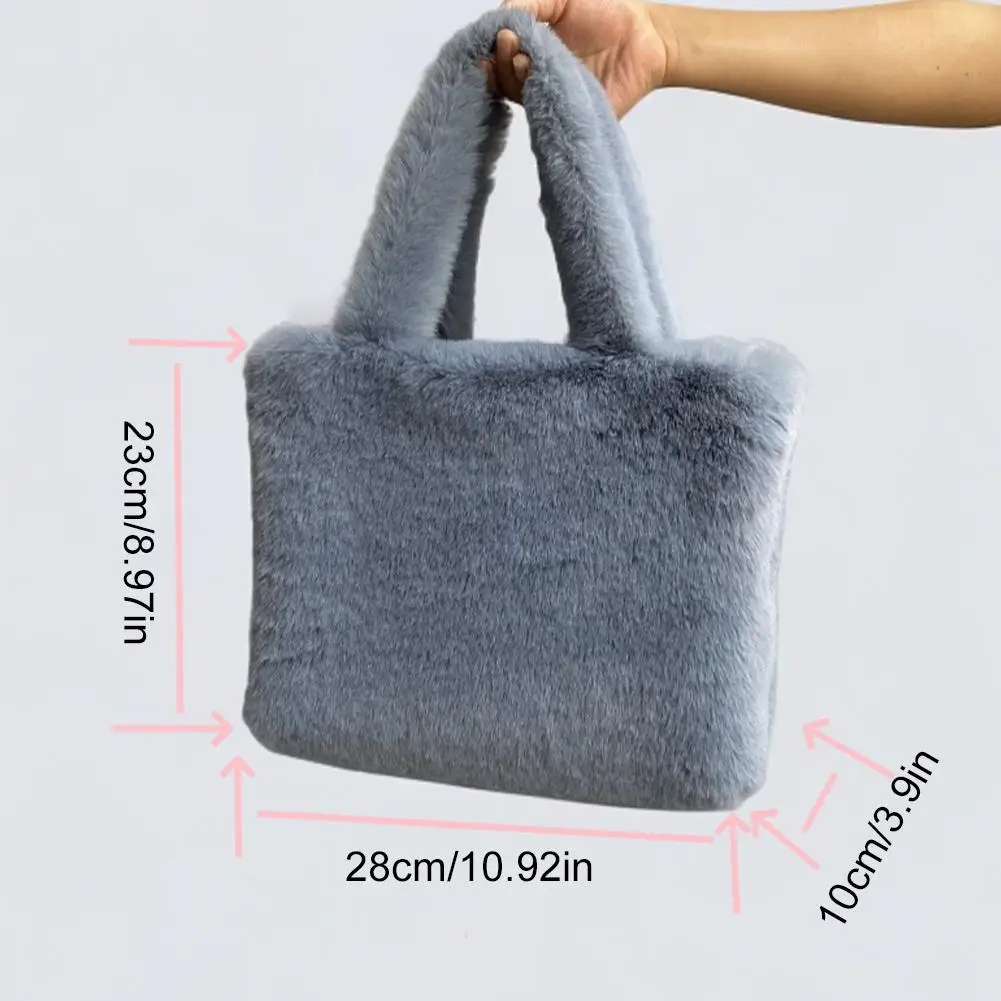 Winter Furry Tote Bag Soft Plush Shoulder Bag Large Capacity Handbag Casual Female Shopper Luxury Designer Women Travel Purse - view 4