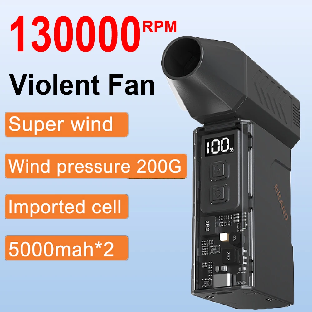 130000RPM Electric Air Duster Mini Turbo Violent Fan Powerful Blower Rechargeable Super Jet Dry Blower For Car Keyboard Cleaning