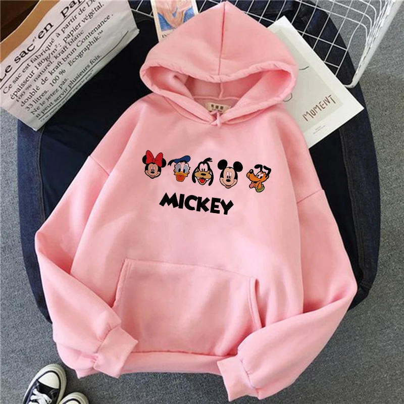 Harajuku Women Hoodie Disney Minnie Mouse Sweatshirt Clothes Mickey Hoody Top Hoodies Sweatshirts Female Girls