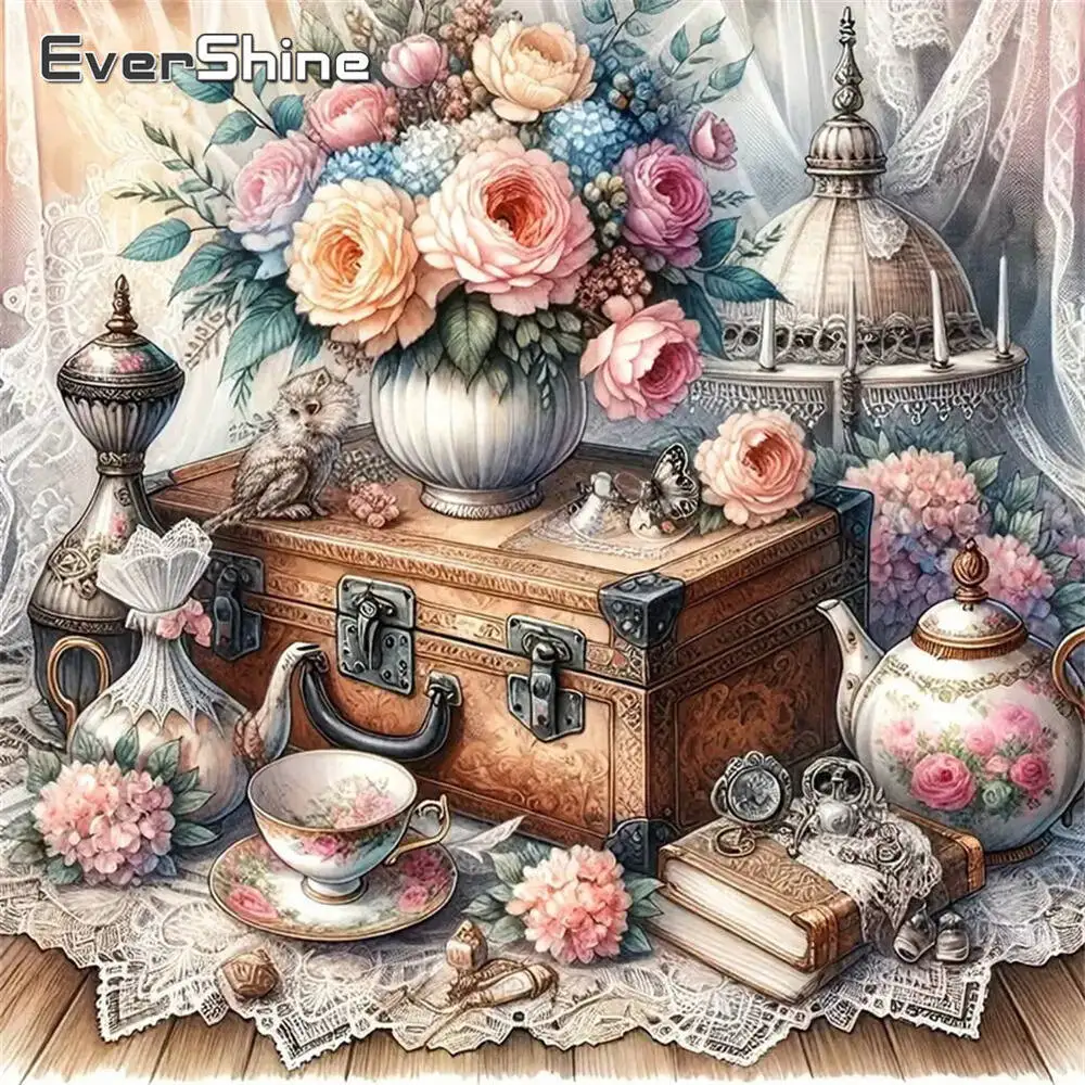 Evershine Diamant-Gemälde, Hund, Tier, Cartoon, komplett, quadratisch, rund, Diamant-Mosaik, Badezimmer, DIY-Bastelset, Heimdekoration