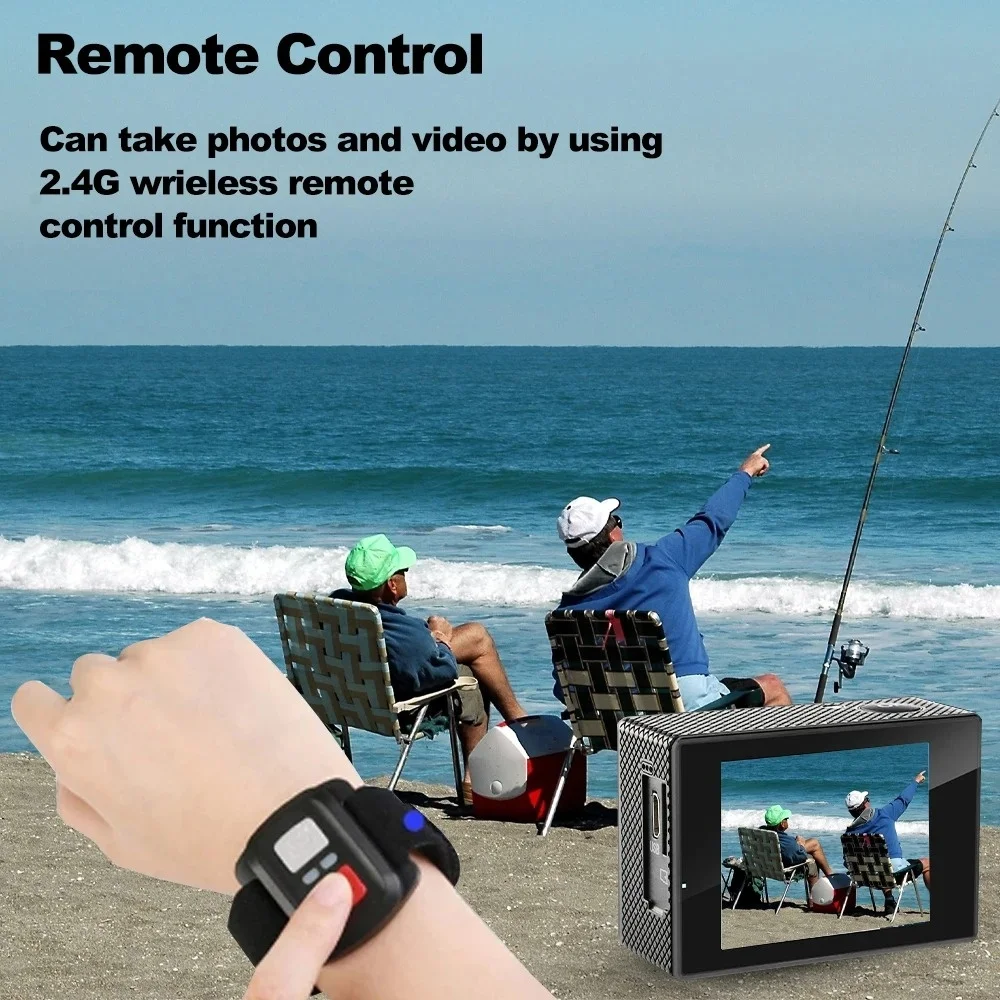 في الهواء الطلق 4K عمل كاميرا واي فاي خوذة تسجيل الفيديو 4K/30FPS واي فاي 2.0 "170D GPS 8X التكبير تحت الماء كاميرا رياضية مقاومة للماء