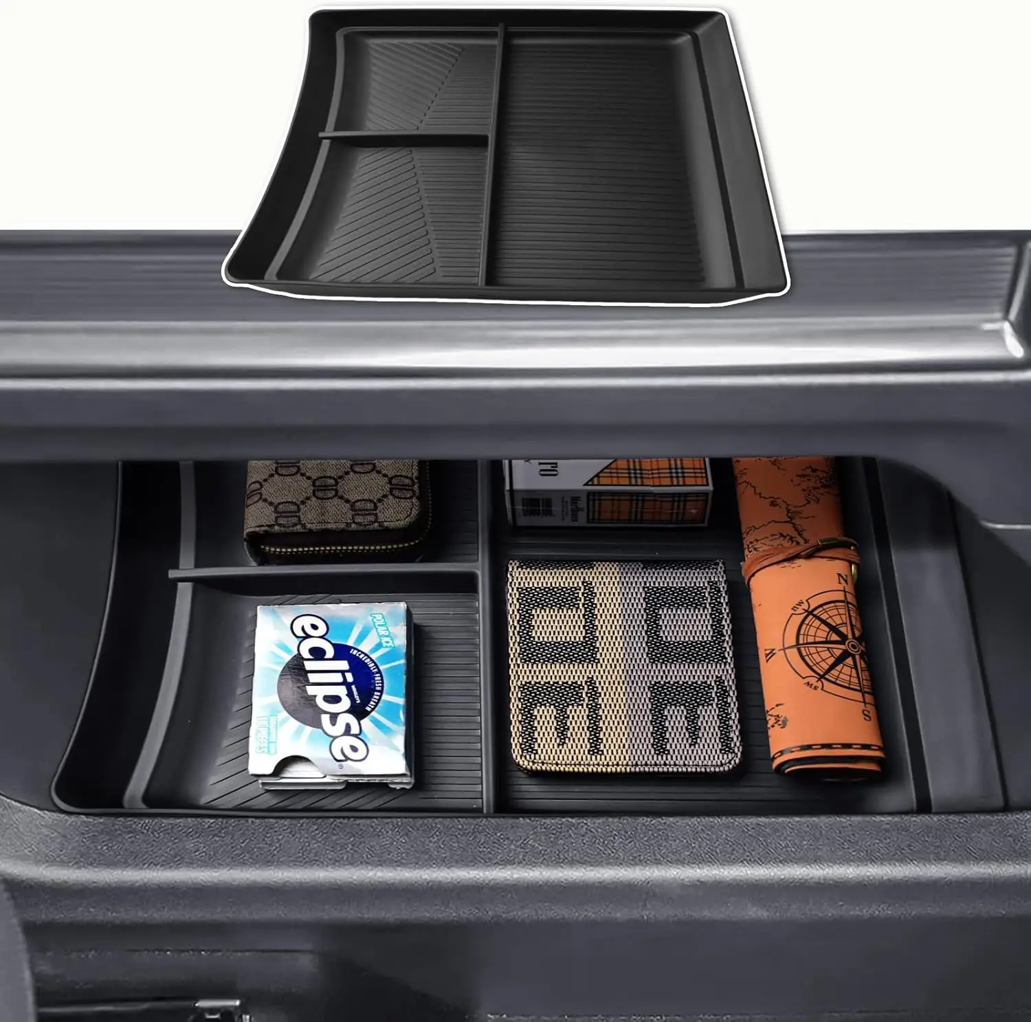 

RUNROAD Lower Center Console Organizer For GMC Hummer EV Pickup/SUV 2023 2024 2025 Accessories Floor Armrest Storage Box Tray