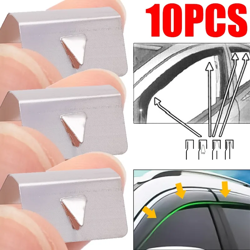 Deflettore universale per finestrino dell'auto, deflettore antipioggia, clip di montaggio in metallo, sostituzioni, morsetto in acciaio inossidabile, accessori per deflettori per auto