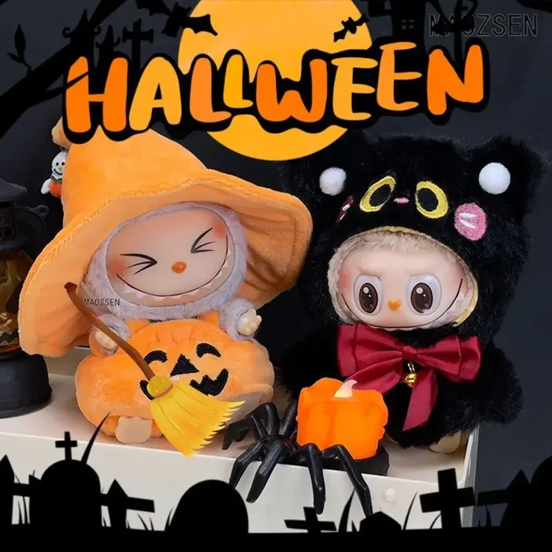 

17 см Labubu одежда Хэллоуин платье тряпичная кукла одежда кулон тыква летучая мышь костюм кукла универсальная