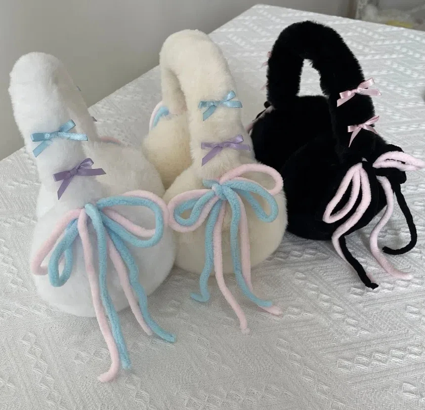 

Fashion Earflap Bowknot Earmuffs Y2k Faux Rabbit Fur Winter Ear Warmer Soft Thicken Plush Ear Cover Cold Weather