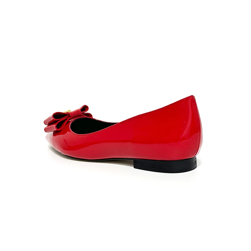 2024 New Elegant and Fashionable High Heel Women's Shoes Genuine Leather Shallow Mouth Bow Flat Shoes Office Women's Shoes