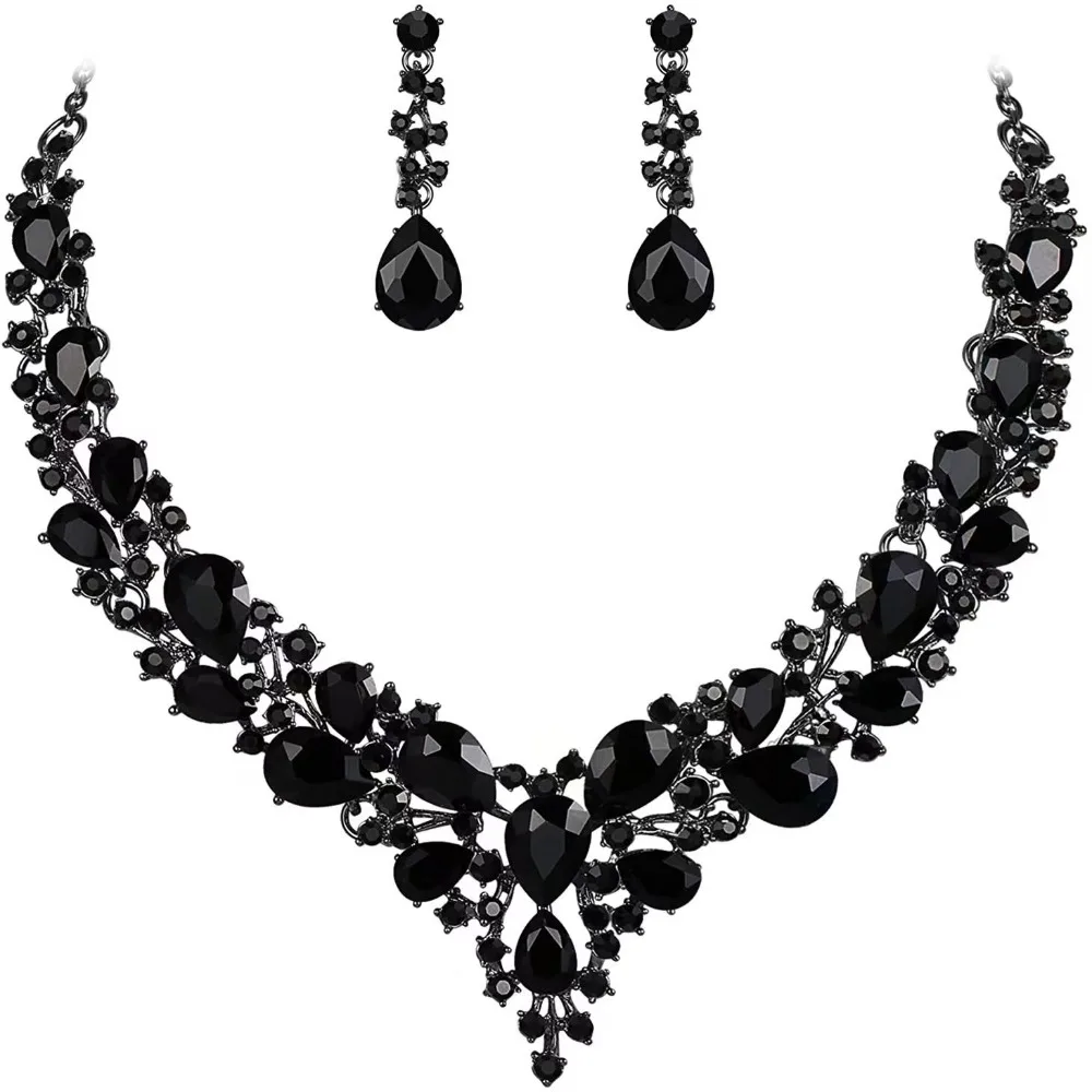 

Fashion Crystal Bridal Necklaces Earrings Elegant Exquisite Rhinestone Jewelry Set Shining Necklace Earrings Set Women