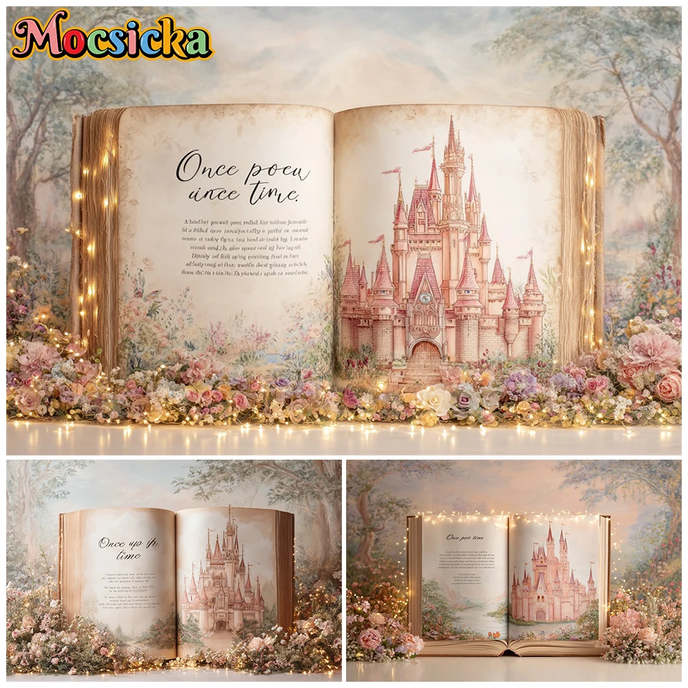 

Mocsicka Photography Background Spring Flowers Book Castle Decorations Adult Wedding Child Birthday Party Backdrop Studio Banner
