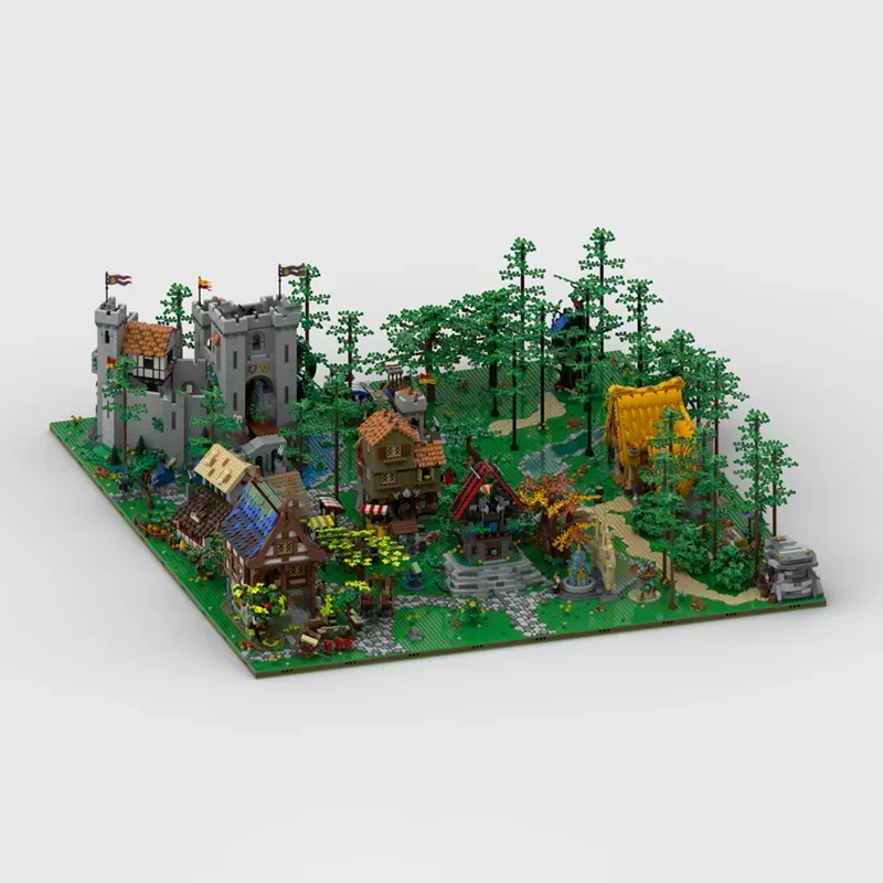 Medieval Castle Model Moc Medieval Town Square Model Blocks Gift Christmas Technology Modular Construstion Toys DIY Set
