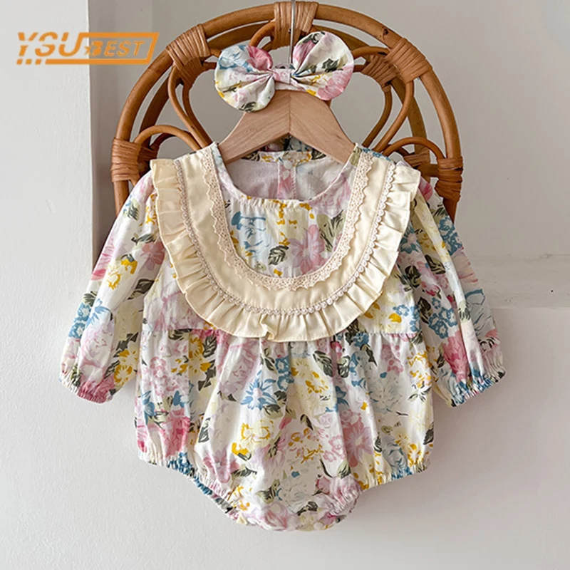 

Spring Autumn Infant Kids Baby Girls Long Sleeve Sweet Printing Jumpsuit Newborn Baby Girls Princess Clothes Rompers