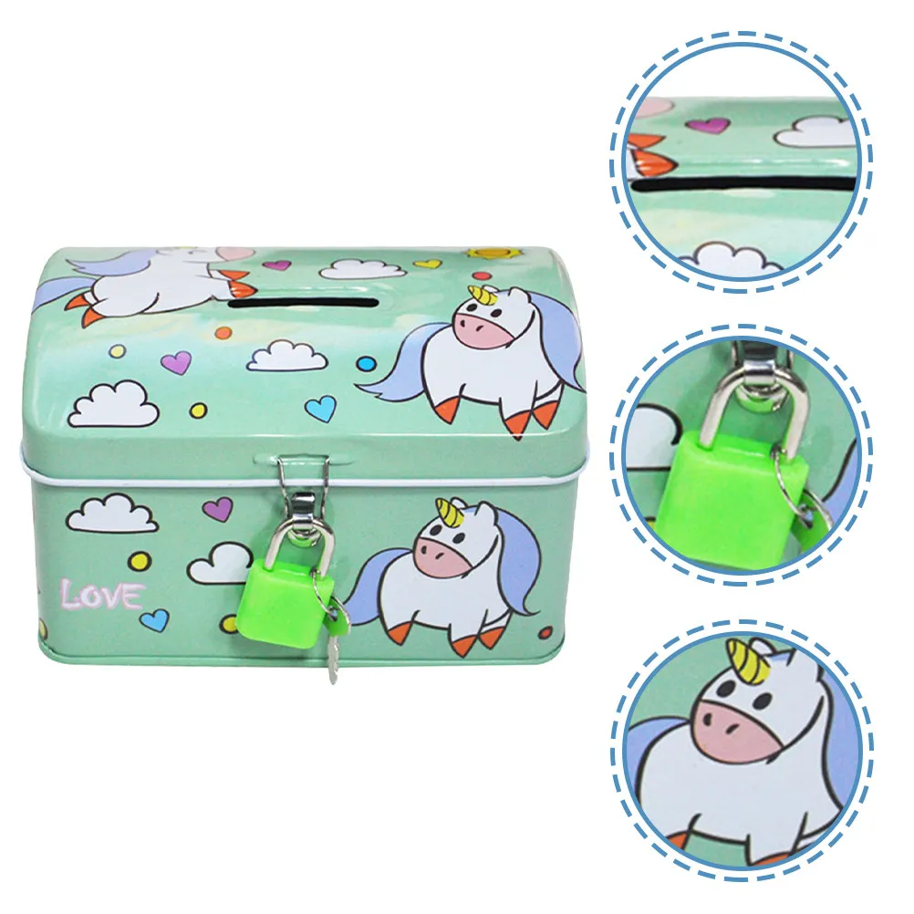 

Kids Piggy Bank Unicorn Animal Coin Bank for Girls Boys Metal Money Storage Box with Lock Key Cartoon Table Jar Gift