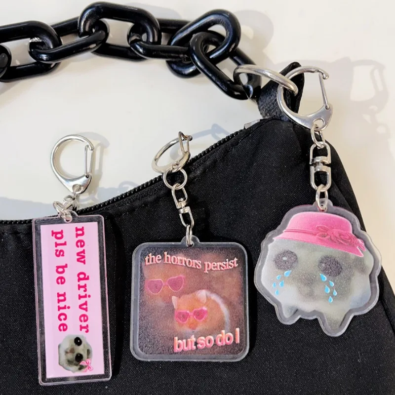 Personalized Hamster Keychain Animal Cute Expression Key Chain Buckle High Quality Light Small Mouse Keyring Acrylic Key Pendant