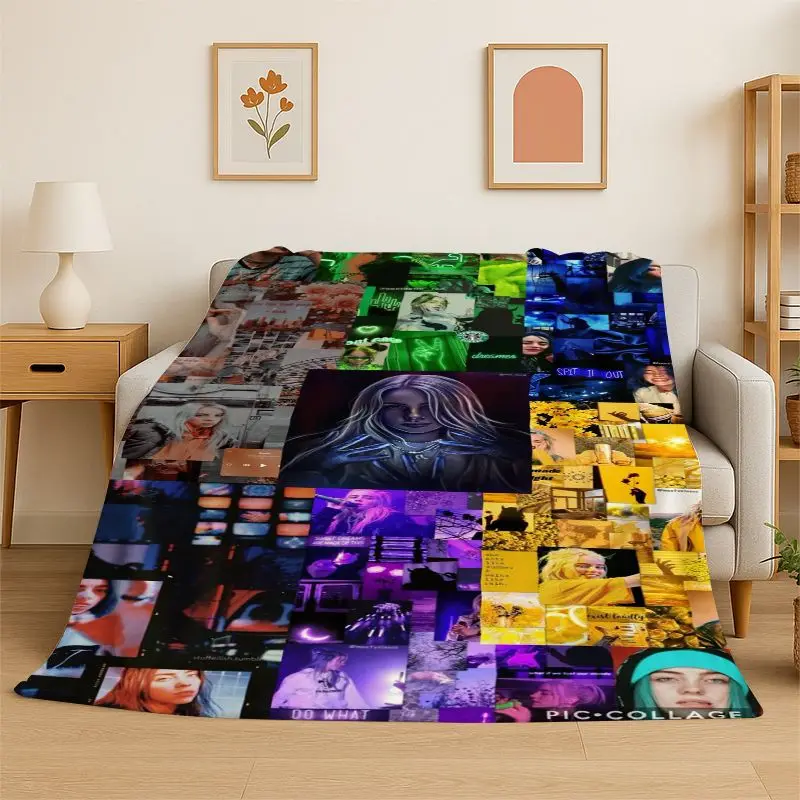 Famous Singer Billie Eilish Star Soft Flannel Throw Blanket,Warm Cozy Blanket for Bed,Couch,Sofa,Bedroom,Living Room,Travel