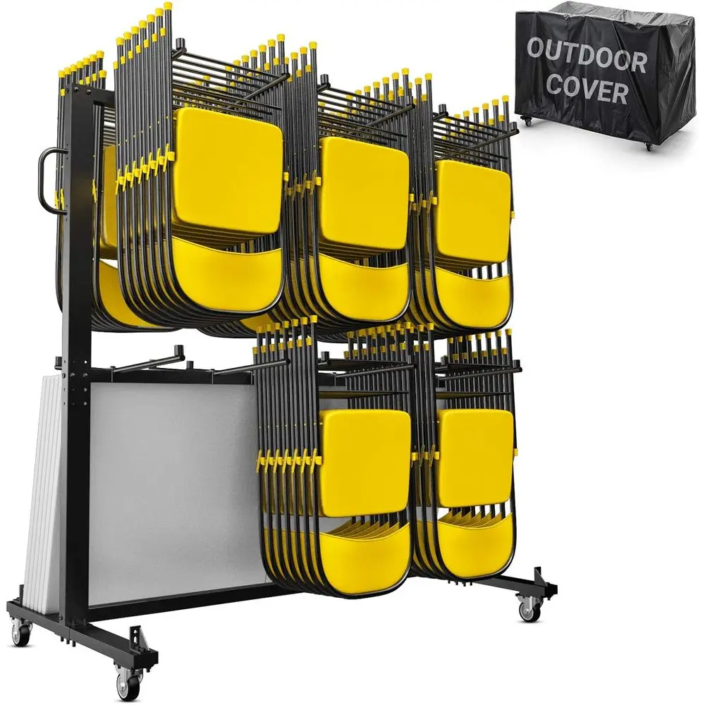 

Прочная металлическая тележка для 84 стульев, с уличным чехлом, на резиновых колесах