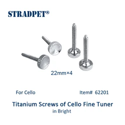 STRADPET 4pcs Titanium Screws of Cello Fine Tuner in Bright or Gun Gray, Two Bolt length, Four kinds of Nuts for Cello Tuner