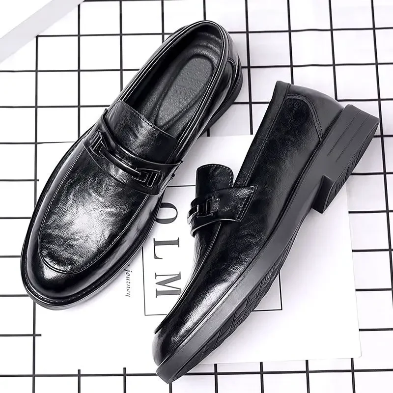 

Office Social Shoe Male Round Toe Leather Casual Men Formal Shoes Clothing Legitimate Low Price High Quality Fashion Business