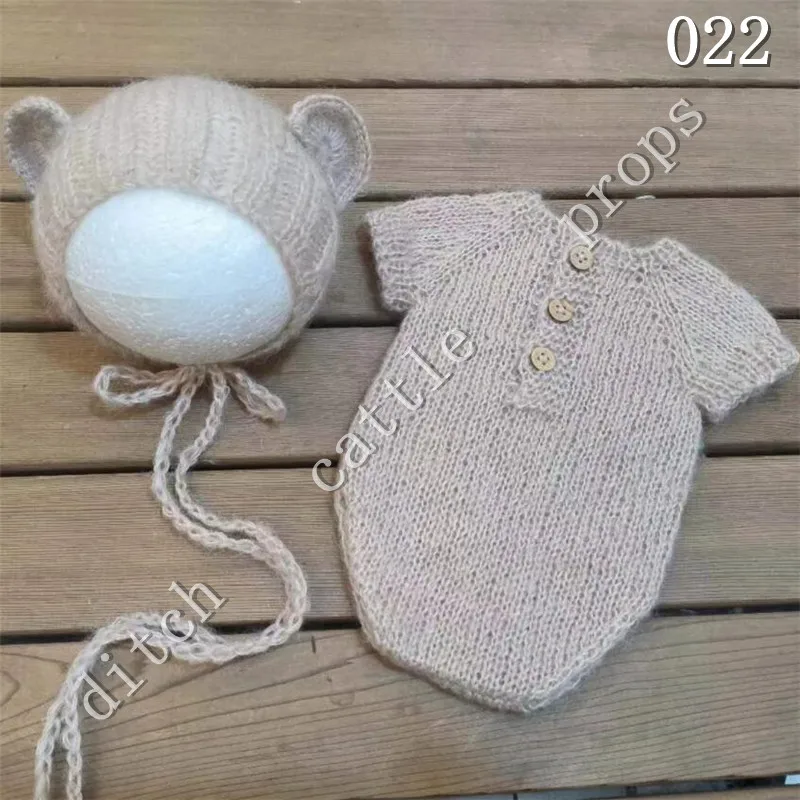 

Newborn Photography Props Mohair Shorts+teddy Bear Ear Hat Studio Clothing