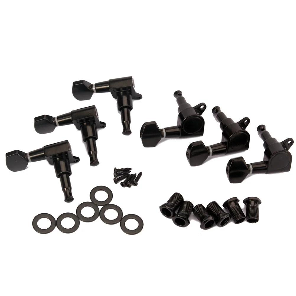 

6Pcs Sealed Inline Guitar Tuning Machine Heads 3l3r Keys Set Threaded Bushings Ferrules Screws Metal Durable Electric Guitar