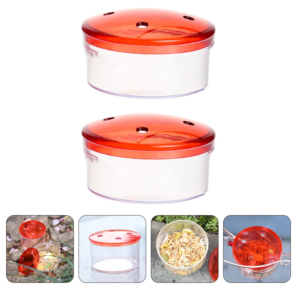 

2pcs Bird Feeder Hummingbird Feeding Box Four Holes Premium Plastic Weather Resistant Easy Clean Garden Outdoor Use Pet Feeding