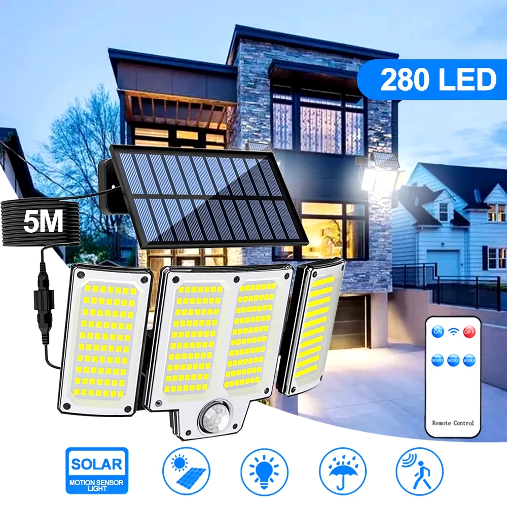 

Solar Wall Lamp with Sensor Outdoor 280LED Sensor Floodlight with Remote Control Street Lantern Outdoor Lighting Street Garden