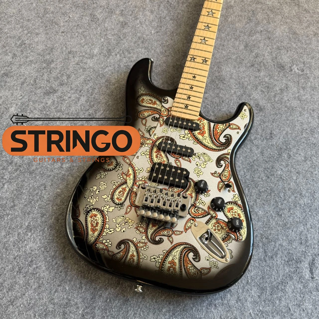 Paisley Pattern STAS Electric Guitar Alder Body SSSH Pickups Rock Players Stage Performance Collection Instrument