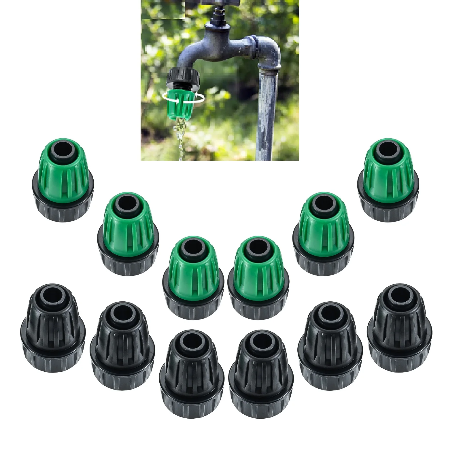 

12 шт., адаптер для трубки для капельного орошения, от 3/4 до 1/2 дюйма, садовый шланг к разъему для крана, разобранный многоразовый распылитель для газона, полив растений