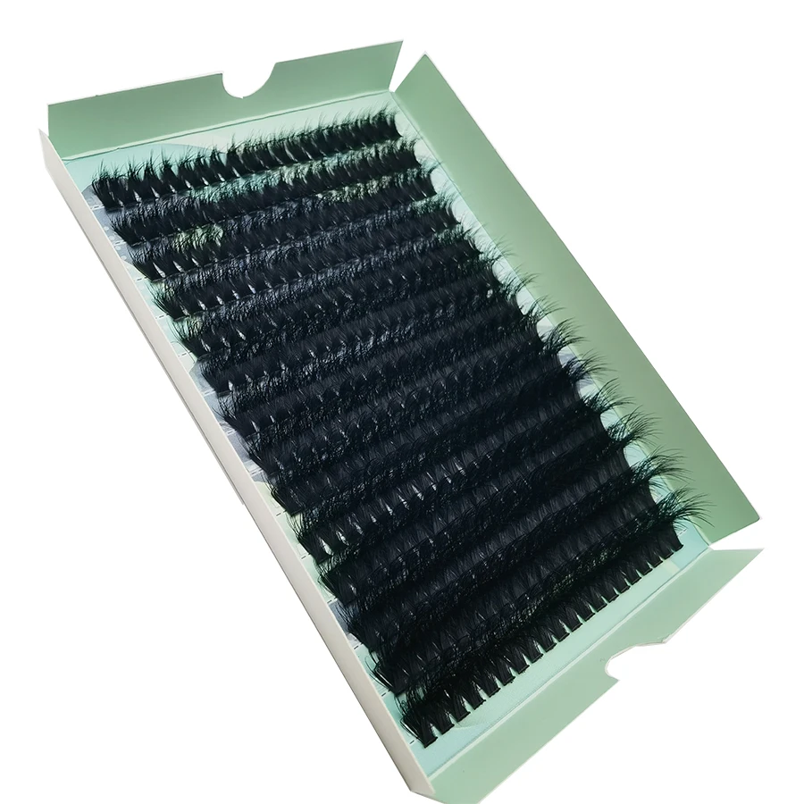 80 clustered eyelashes, fish tail grafted eyelashes, D-curled 12-19mm/5.39-3.74inch mixed 3D natural extension fluffy and vivid