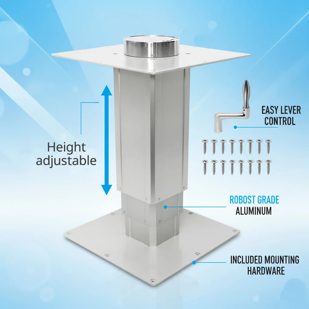 أرجل طاولة RV من الألومنيوم قابلة للتعديل مع إطار أساسي بارتفاع 11-30 بوصة مناسبة لقوافل تخييم القارب واليخوت #1