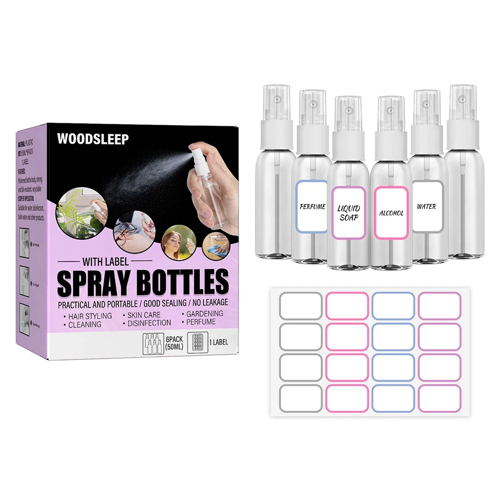 

6 PCS Transparent Spray Bottle Kit Cosmetic Dispensing Portable Makeup Tool Makeup Water Containers for Travel Refillable