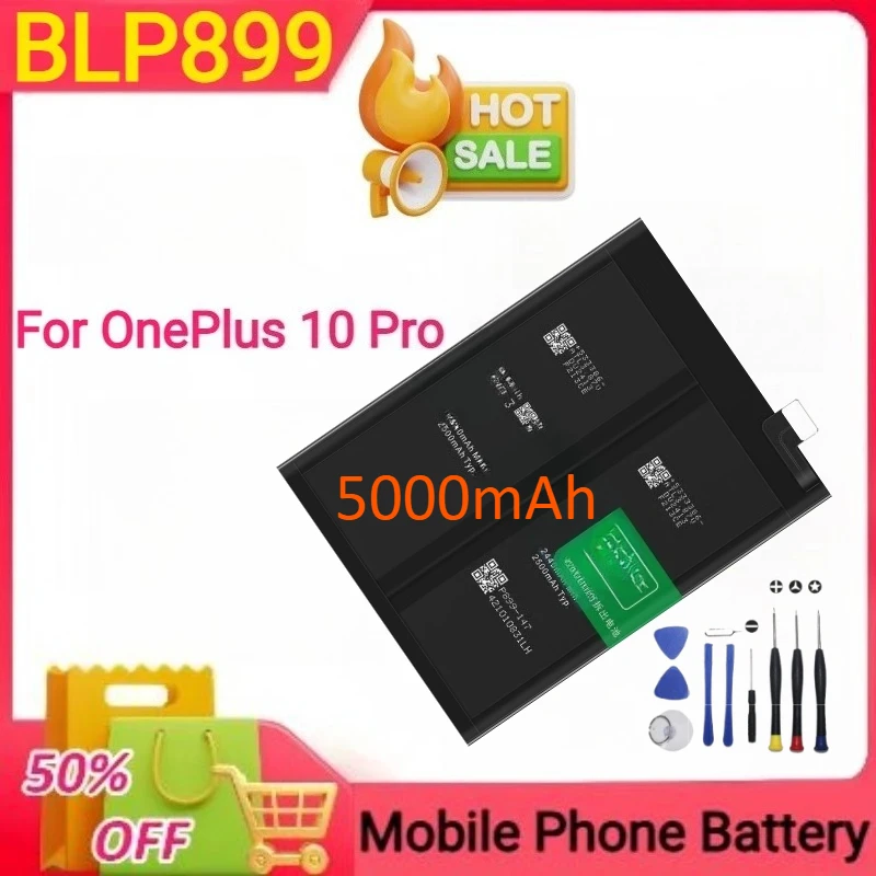 

Новый высококачественный аккумулятор BLP899 емкостью 5000 мАч для OnePlus 10 Pro, аккумулятор для мобильного телефона + инструменты