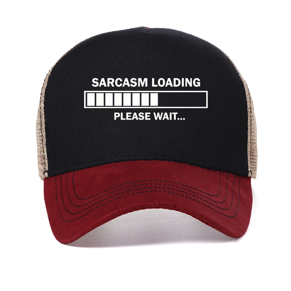 السخرية تحميل يرجى الانتظار خطابات طباعة قبعة بيسبول الموضة في الهواء الطلق السببية تنفس قبعات للحماية من الشمس شبكة Snapback قبعة قبعات سائقي الشاحنات