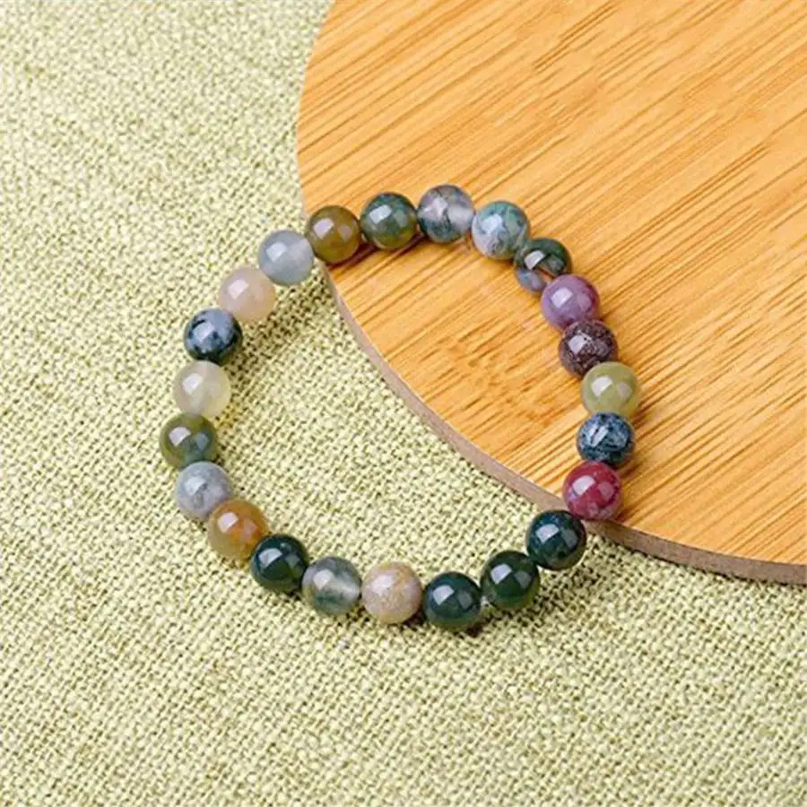 6mm Natural Indian Colorful Agate Mala Bracelet 7.5 inches Bead Japa Mala Gemstone Zen Women Sacred Jewelry Chakra Natural stone view 4