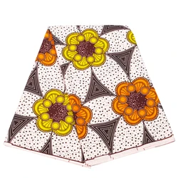 Tecido de cera africano impresso floral requintado garantido verdadeira cera real 6 jardas para costurar cothes cor bloco 100% poliéster