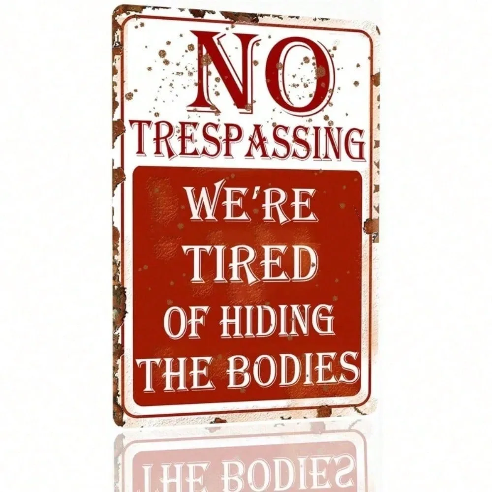 

No Trespassing Halloween Tin Sign Horror Wall Decor For Haunted House Metal Welding Art Party Supplies