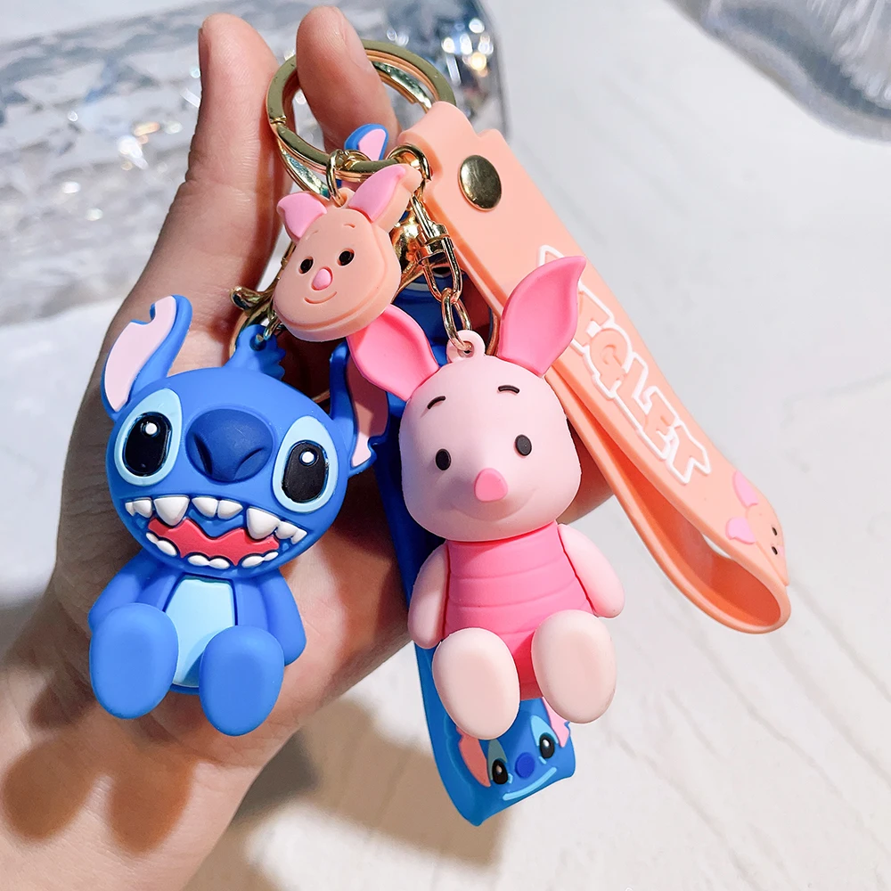 Disney Cute Donald Duck Silicone Keychains Cartoon Mickey Minnie Pendant Car Keyring Studants' Gifts