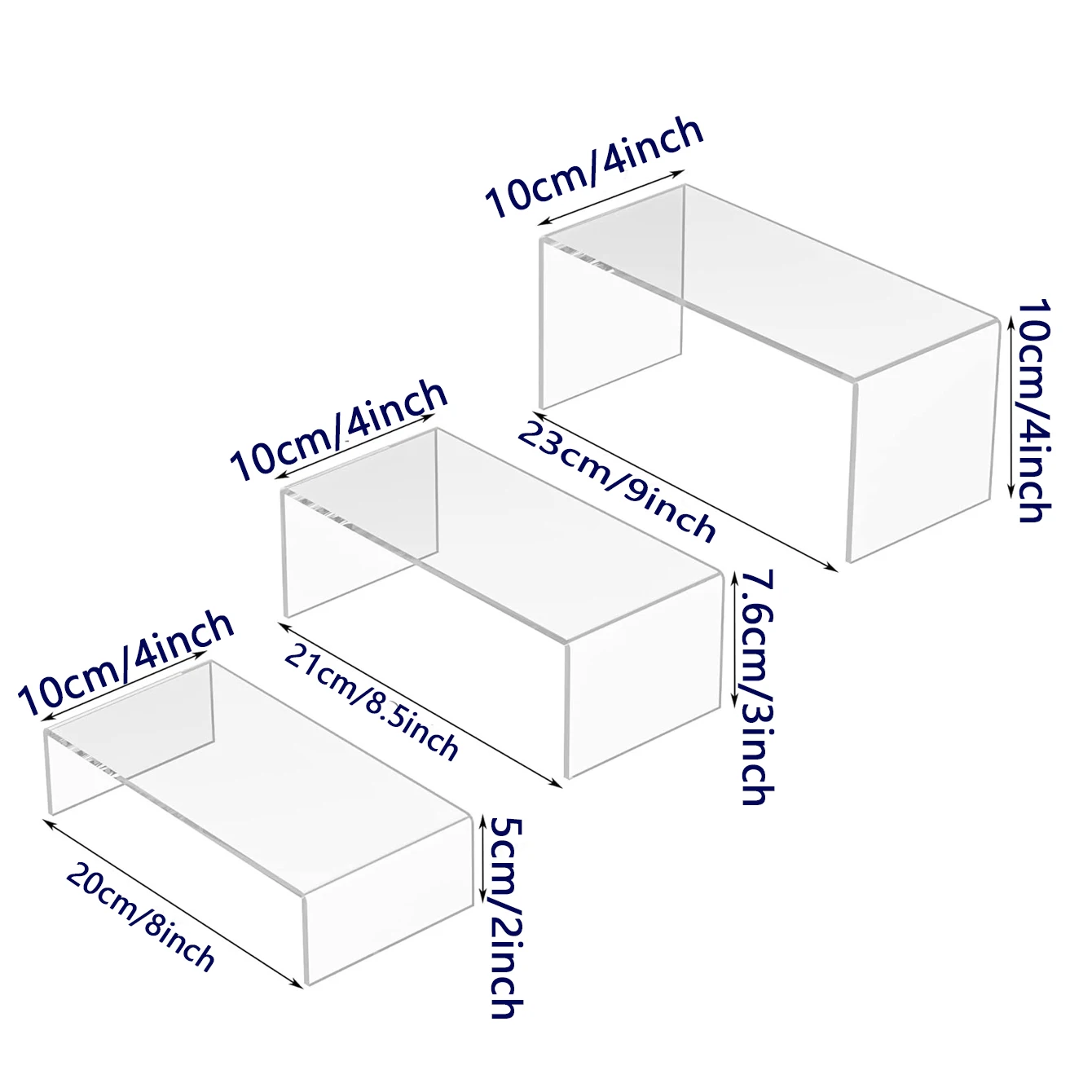 3 pieces of acrylic display shelves, POP transparent Perspex shelves, acrylic display shelves, layered plastic display shelves f