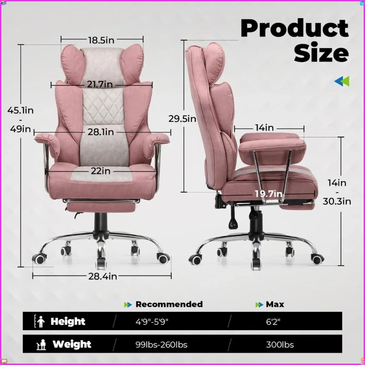 Big and Tall Office Chair, High Back Leather Gaming Chair with Footrest, Executive Ergonomic Office Chair with Pocket Spring