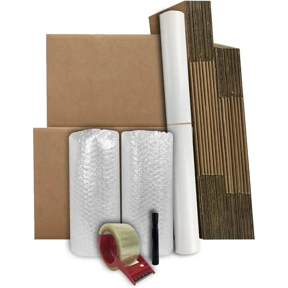 

Essential Moving Kit for 1-2 Bedrooms: 18 Boxes, Bubble Wrap, Tape, Packing Paper