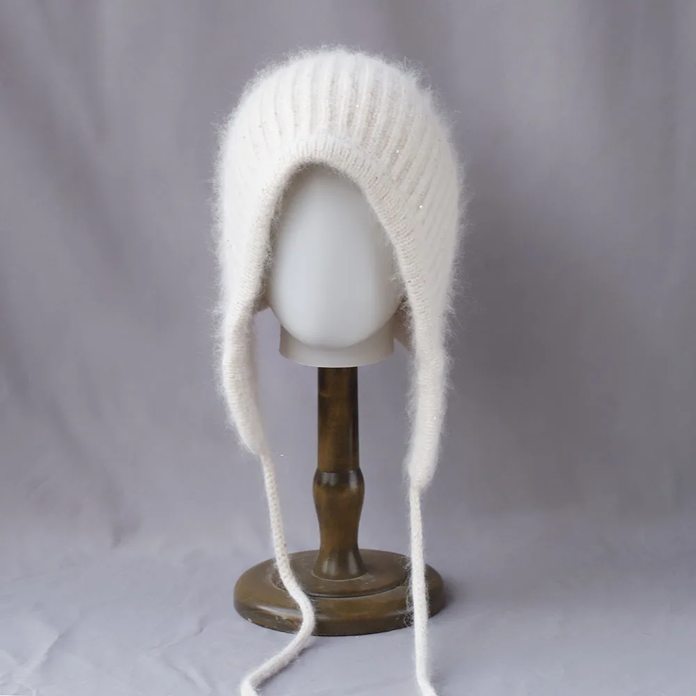 Шапка-ушанка, женская зимняя шапка-бини из ангоры, вязаный теплый аксессуар для холодной погоды, осень, катание на лыжах на открытом воздухе, спорт, отдых